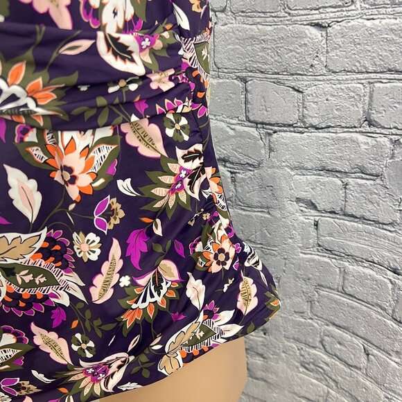 Lands' End Floral Print Tankini Top  Ruched Sides & Adjustable Straps 22w - Picture 5 of 8